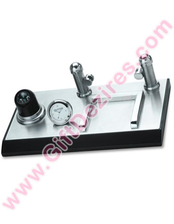 Multi Utility Visiting Card Holder with Table Clock and Memo Pad Holder